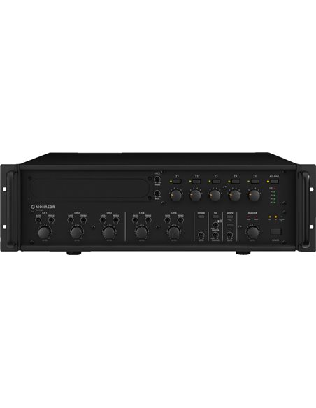 Monacor PA-1240 Amplificador mezclador para megafonía mono de 5 zonas
