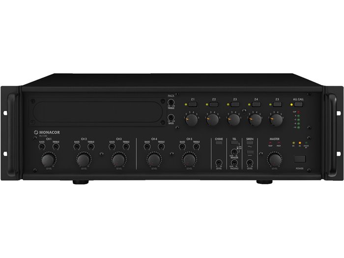 Monacor PA-1120 Amplificador mezclador para megafonía mono de 5 zonas