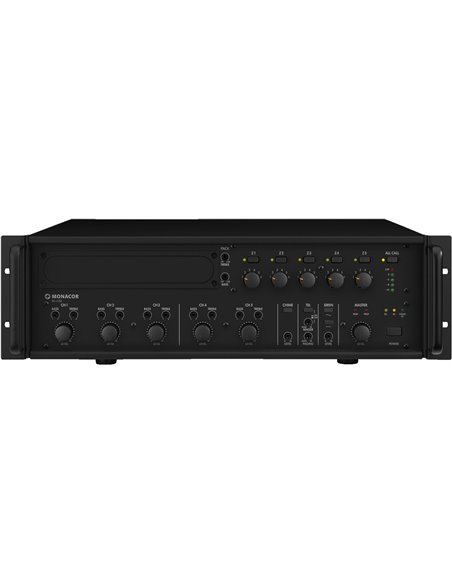Monacor PA-1120 Amplificador mezclador para megafonía mono de 5 zonas