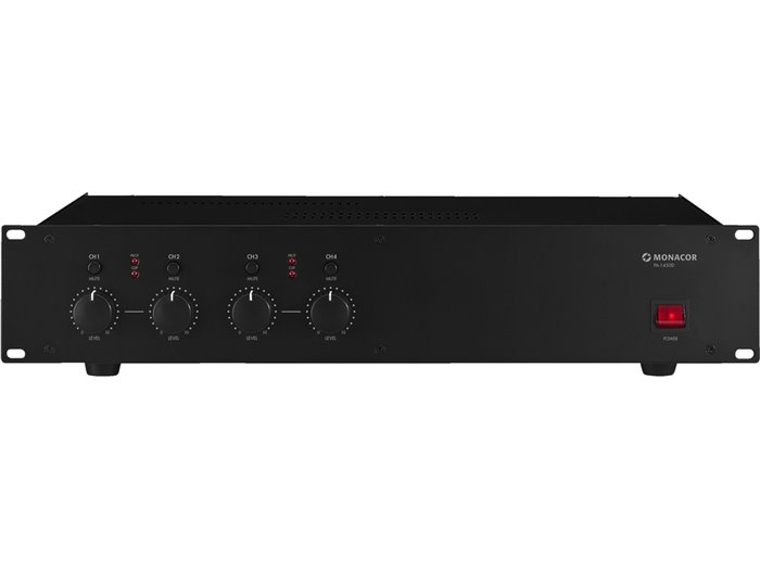 Monacor PA-1450D Amplificador para megafonía de clase D, 4 canales