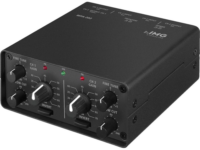 Monacor MPA-202 Preamplificador de micrófono, ruido débil, 2 canales