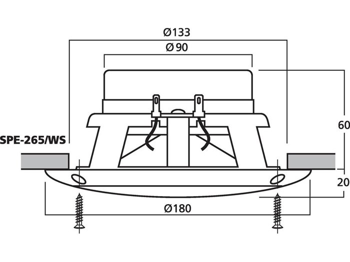Monacor SPE-265/WS Par de altavoces empotrables, 30 W