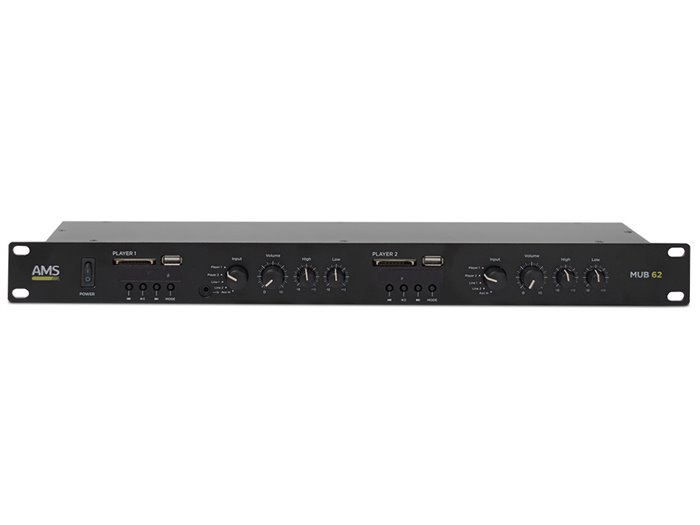 AMS MUB 62 Reproductor Multimedia de 2 canales USB/SD MP3, FM y Bluetooth