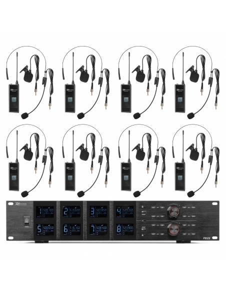 Power Dynamics  PD528B Juego de micrófono inalámbrico UHF con 8 micrófonos de petaca - 1