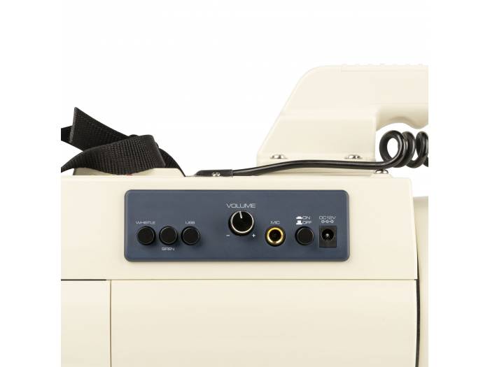 Panel de control trasero del megáfono Vonyx MEG150 con ranura USB SD y controles de volumen