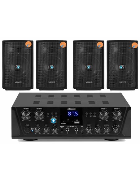 Componentes incluidos en Pack Caffe Sound 4 Zonas para hilo musical en cafeterías y bares