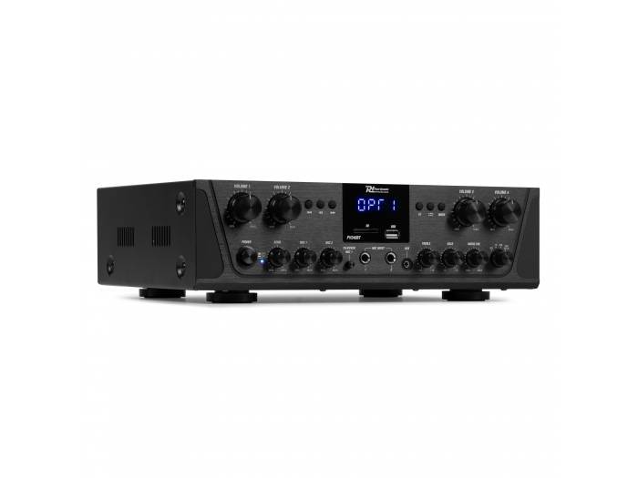 Power Dynamics PV240BT amplificador de audio de 4 zonas con Bluetooth USB SD y radio FM