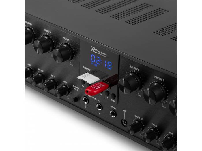 Power Dynamic PV280BT Amplificador de audio de 8 zonas 800W