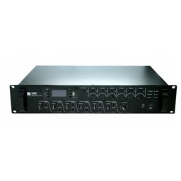 EGi 10302 Amplificador Mezclador 6 Zonas, 500W 100V/70V o 4Ohms, 4 entradas MIC, FM+USB+BT y 2 AUX, 230V AC en 2 Uds Rack