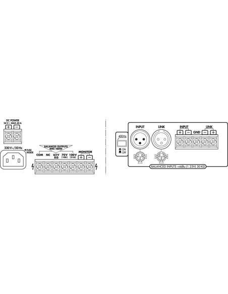 Monacor PA-1480 Amplificador para megafonía mono 1x 480 W