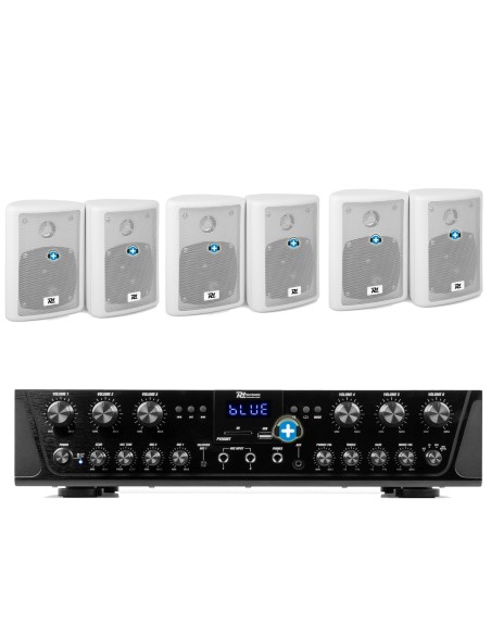 EQUIPO DE SONIDO PASADENA 40 WHITE HILO MUSICAL 6 ZONAS - 6 altavoces 4 pulgadas