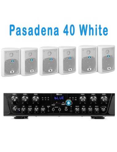 EQUIPO DE SONIDO PASADENA 40 WHITE HILO MUSICAL 6 ZONAS - 6 altavoces 4 pulgadas