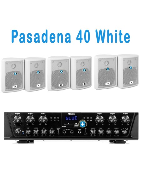 EQUIPO DE SONIDO PASADENA 40 WHITE HILO MUSICAL 6 ZONAS - 6 altavoces 4 pulgadas