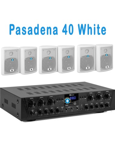 EQUIPO DE SONIDO PASADENA 40 WHITE HILO MUSICAL 6 ZONAS - 6 altavoces 4 pulgadas