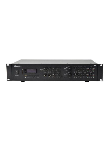 Adastra A4 amplificador multicanal profesional 4 x 200W RMS incluido en Pack de Sonido 305