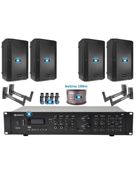 Pack de Sonido 306 Premium - Amplificador con zonas  y 4 Altavoces de 10 pulgadas pasivos