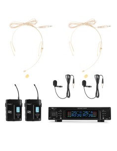 Power Dynamics D220B Micrófono inalámbrico de petaca UHF 2x 80-Canales, sistema True Diversity