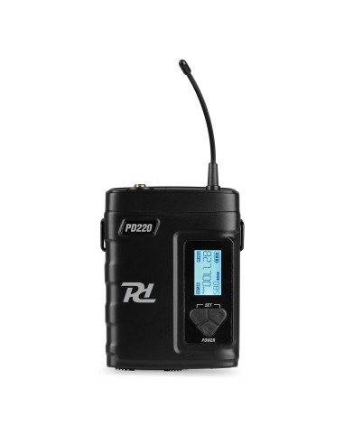 Power Dynamics D220B Micrófono inalámbrico de petaca UHF 2x 80-Canales, sistema True Diversity