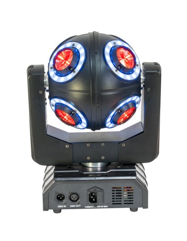 Ibiza Light SATURNE CABEZA MOVIL DMX DE 8 LED RGBW 4-EN-1 CON ANILLOS LUMINOSOS