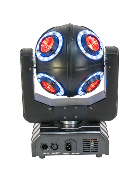 Ibiza Light SATURNE CABEZA MOVIL DMX DE 8 LED RGBW 4-EN-1 CON ANILLOS LUMINOSOS