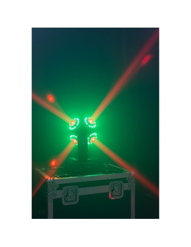 Ibiza Light SATURNE CABEZA MOVIL DMX DE 8 LED RGBW 4-EN-1 CON ANILLOS LUMINOSOS