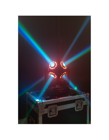 Ibiza Light SATURNE CABEZA MOVIL DMX DE 8 LED RGBW 4-EN-1 CON ANILLOS LUMINOSOS