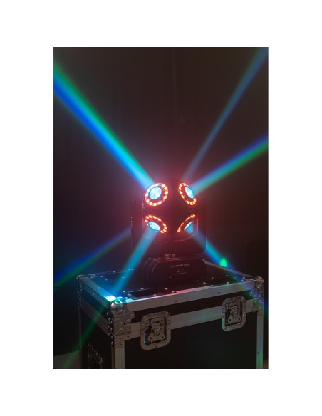 Ibiza Light SATURNE CABEZA MOVIL DMX DE 8 LED RGBW 4-EN-1 CON ANILLOS LUMINOSOS