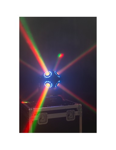 Ibiza Light SATURNE CABEZA MOVIL DMX DE 8 LED RGBW 4-EN-1 CON ANILLOS LUMINOSOS