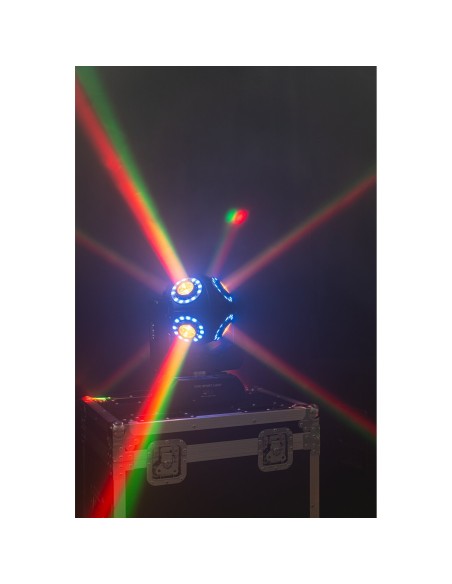 Ibiza Light SATURNE CABEZA MOVIL DMX DE 8 LED RGBW 4-EN-1 CON ANILLOS LUMINOSOS