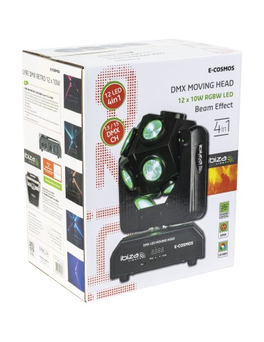 ibiza ligth E-COSMOS CABEZA MOVIL DMX RETRO DE LED RGBW 4-en-1 12 x 10W