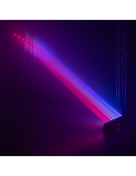 BeamZ Barra móvil Hyaden con 7 LED y 8 rayos láser