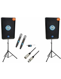 Pack Sonido Karaoke Seven PASV-12A PRO: 2 Altavoces + Micros 2