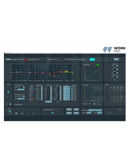 Work Pro PULSE DRIVE 1002 Amplificador 2 x 500 W @4 ohm. Clase D. DSP. Control PC, Ethernet