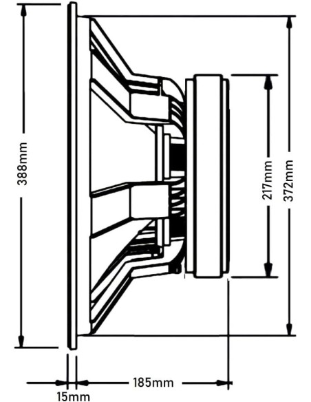 Seven  SVG15SUB1000/8 Subwoofer 15 Pulgadas Altavoz Profesional de Grave Sub-Grave 8 Ohm 1000W AES 2000W Programa