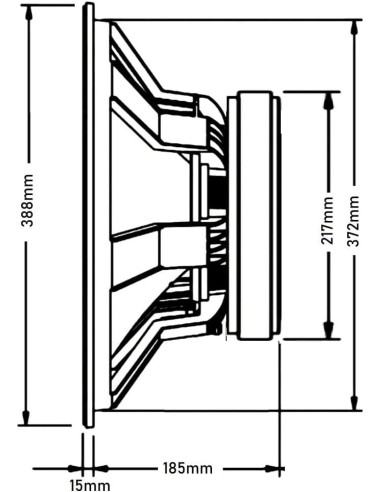 Seven SVG15SUB1000/4 Subwoofer 15 Pulgadas Altavoz Profesional de Grave Sub-Grave 4 Ohm 1000W AES 2000W Programa