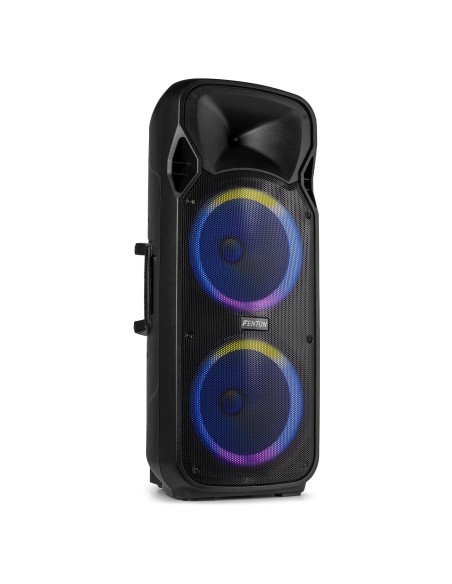 Fenton FT212LED MK2 Bafle Portátil Doble 12" 1400W Bluetooth con Micrófonos UHF y LED
