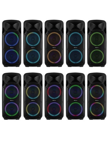 Fenton FT212LED MK2 Bafle Portátil Doble 12" 1400W Bluetooth con Micrófonos UHF y LED