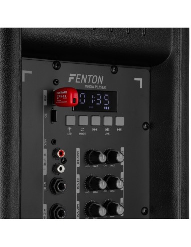 Fenton FT212LED MK2 Bafle Portátil Doble 12" 1400W Bluetooth con Micrófonos UHF y LED