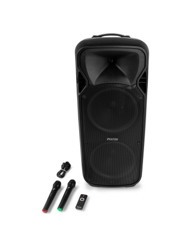 Fenton FT212LED MK2 Bafle Portátil Doble 12" 1400W Bluetooth con Micrófonos UHF y LED