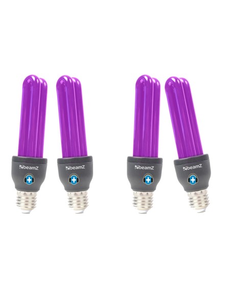Bombilla de Luz Negra UV BeamZ BUV27 25W E27 – Pack 4 unidades | Masquesonido