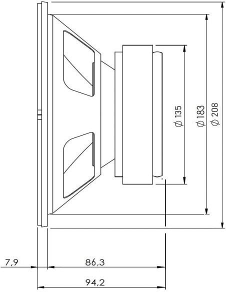 Seven Soundvector SVG8SUB/4 Subwoofer 8 Pulgadas Altavoz Profesional de Grave Sub-Grave 4 Ohm 400W