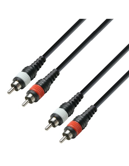 Adam Hall Cables 3 STAR TCC 0600 M - Cable de audio revestido de 2 conectores RCA macho a 2 conectores RCA macho, 6 m
