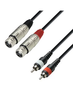 Adam Hall Cables 3 STAR TFC 0600 - Cable de audio moldeado 2 x RCA macho a 2 x XLR hembra, 6 m - 1 2
