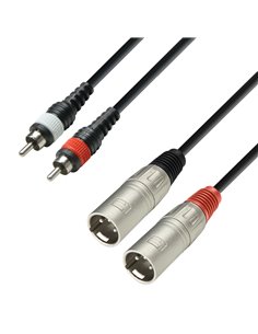 Adam Hall Cables 3 STAR TMC 0100 - Cable de audio revestido de 2 conectores RCA macho a 2 conectores XLR macho, 1 m - 1 2