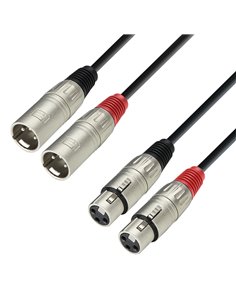 Adam Hall Cables 3 STAR TMF 0300 - Cable de audio de 2 conectores XLR macho a 2 conectores XLR hembra, 3 m - 1 2