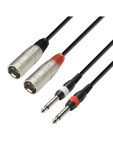 Adam Hall Cables 3 STAR TMP 0100 - Cable de audio de 2 conectores XLR macho a 2 jacks mono de 6,3 mm, 1 m