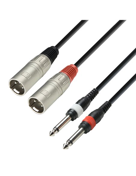 Adam Hall Cables 3 STAR TMP 0100 - Cable de audio de 2 conectores XLR macho a 2 jacks mono de 6,3 mm, 1 m
