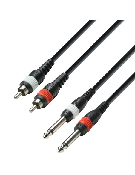 Adam Hall Cables 3 STAR TPC 0300 M - Cable de audio de 2 conectores RCA a 2 jacks mono de 6,3 mm, 3 m