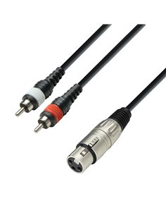 Adam Hall Cables 3 STAR YFCC 0100 - Cable de audio de conector XLR hembra a 2 conectores RCA macho, 1 m - 1 2