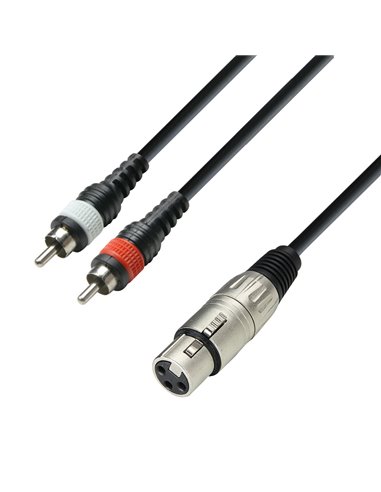 Adam Hall Cables 3 STAR YFCC 0100 - Cable de audio de conector XLR hembra a 2 conectores RCA macho, 1 m